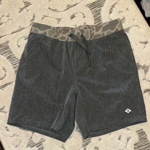BURLEBO Gray Kids Shorts with Camo Waistband and tights